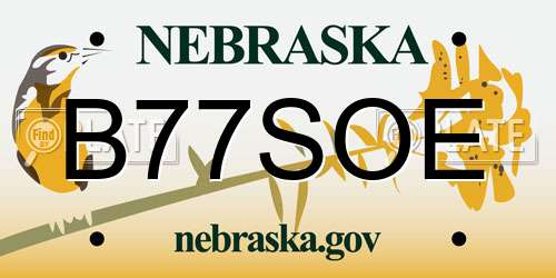 B77SOE Nebraska License Plate