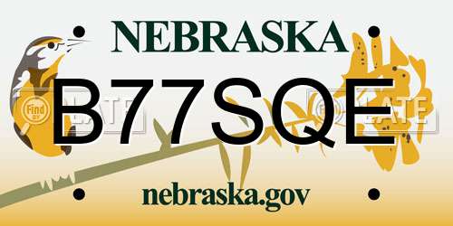 B77SQE Nebraska License Plate