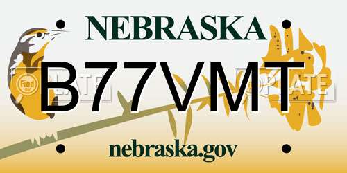 B77VMT Nebraska License Plate
