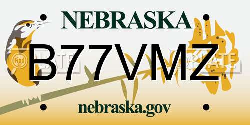 B77VMZ Nebraska License Plate