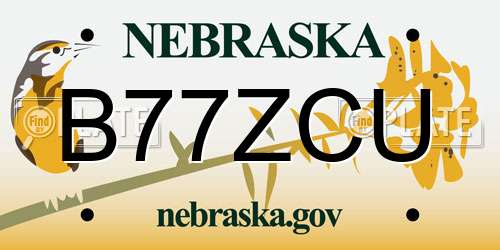 B77ZCU Nebraska License Plate