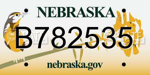 B782535 Nebraska License Plate
