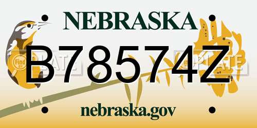 B78574Z Nebraska License Plate