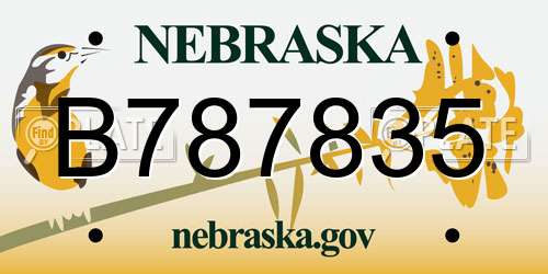 B787835 Nebraska License Plate