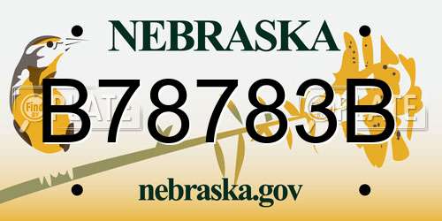 B78783B Nebraska License Plate