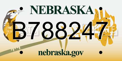 B788247 Nebraska License Plate