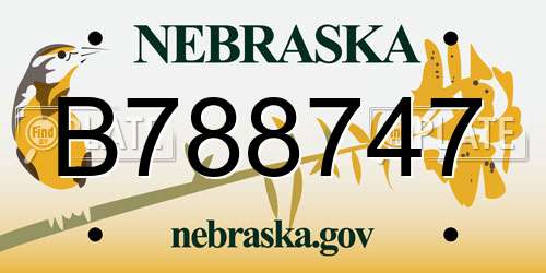 B788747 Nebraska License Plate