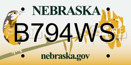 B794WS Nebraska License Plate