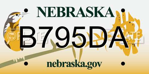 B795DA Nebraska License Plate