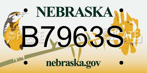 B7963S Nebraska License Plate