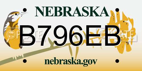 B796EB Nebraska License Plate