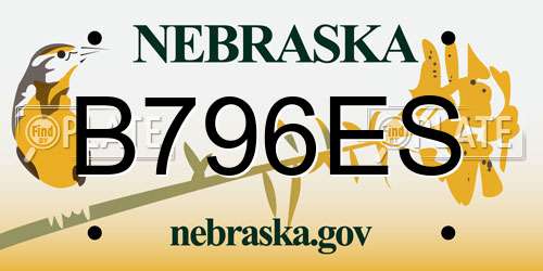 B796ES Nebraska License Plate