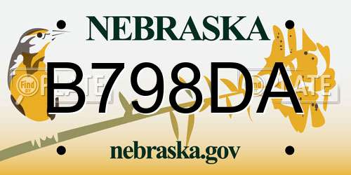 B798DA Nebraska License Plate