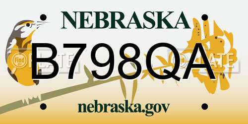 B798QA Nebraska License Plate
