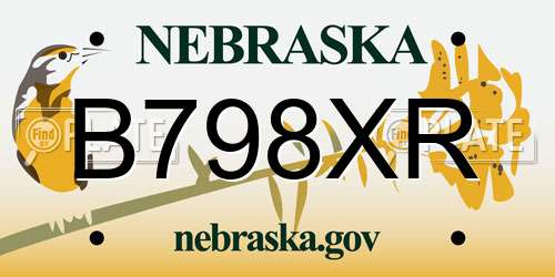 B798XR Nebraska License Plate