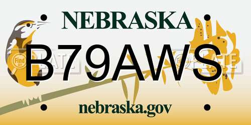 B79AWS Nebraska License Plate