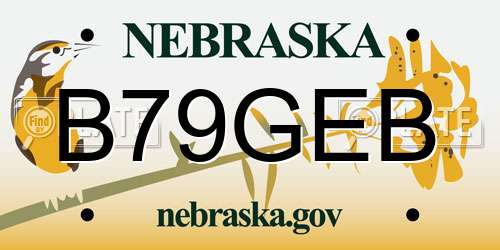 B79GEB Nebraska License Plate