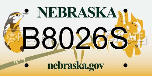 B8026S Nebraska License Plate