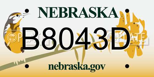 B8043D Nebraska License Plate