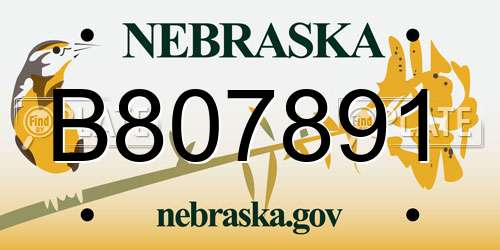 B807891 Nebraska License Plate