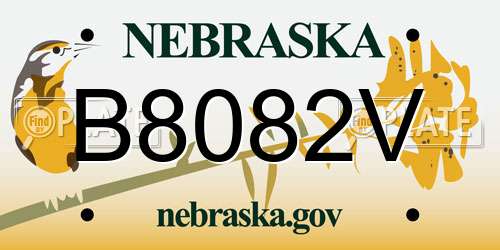 B8082V Nebraska License Plate