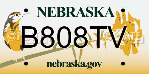 B808TV Nebraska License Plate