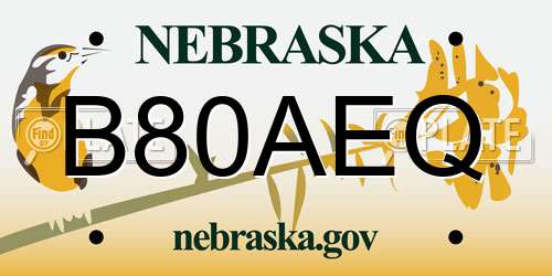 B80AEQ Nebraska License Plate