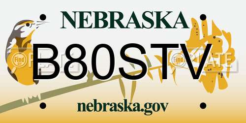B80STV Nebraska License Plate
