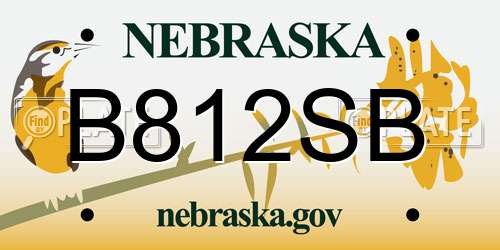 B812SB Nebraska License Plate