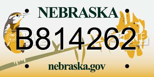 B814262 Nebraska License Plate