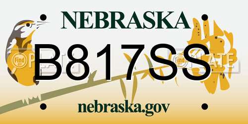 B817SS Nebraska License Plate