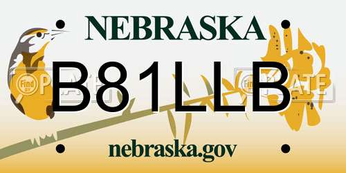 B81LLB Nebraska License Plate