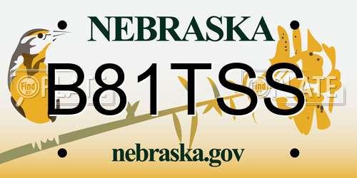 B81TSS Nebraska License Plate