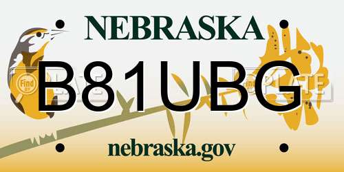 B81UBG Nebraska License Plate