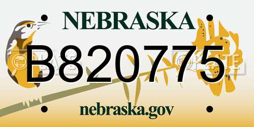 B820775 Nebraska License Plate
