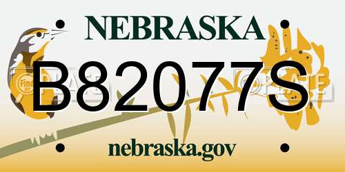 B82077S Nebraska License Plate