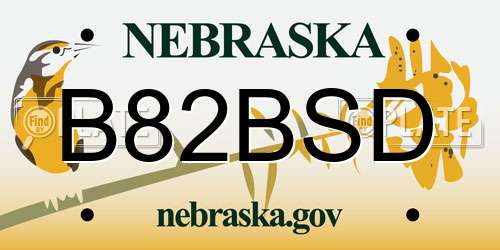 B82BSD Nebraska License Plate