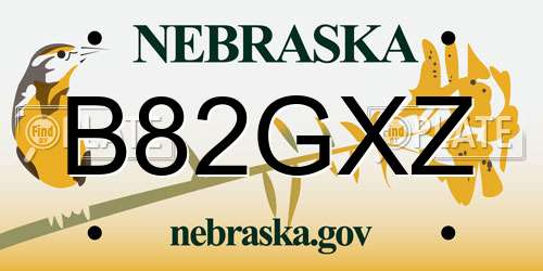 B82GXZ Nebraska License Plate