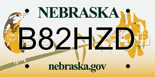 B82HZD Nebraska License Plate