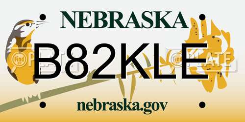 B82KLE Nebraska License Plate