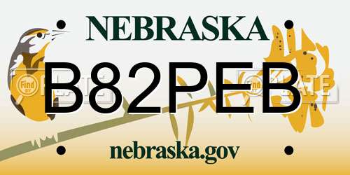 B82PEB Nebraska License Plate
