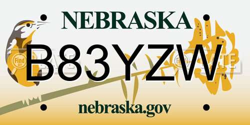 B83YZW Nebraska License Plate