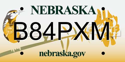B84PXM Nebraska License Plate