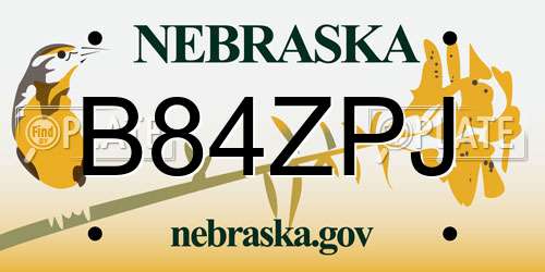 B84ZPJ Nebraska License Plate
