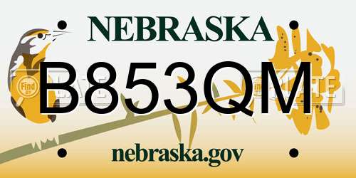 B853QM Nebraska License Plate