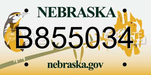 B855034 Nebraska License Plate