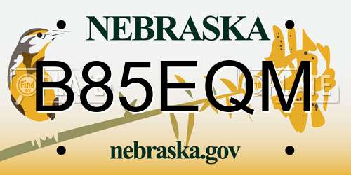 B85EQM Nebraska License Plate