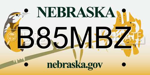 B85MBZ Nebraska License Plate