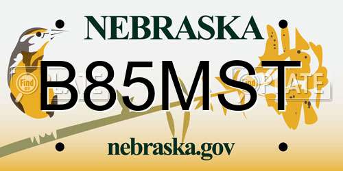 B85MST Nebraska License Plate