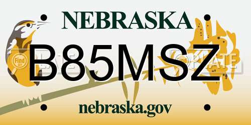 B85MSZ Nebraska License Plate